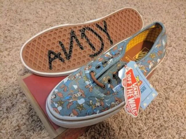 Vans x toy story authentic woody print denim pixar 4 sneakers mens new rare 9.5