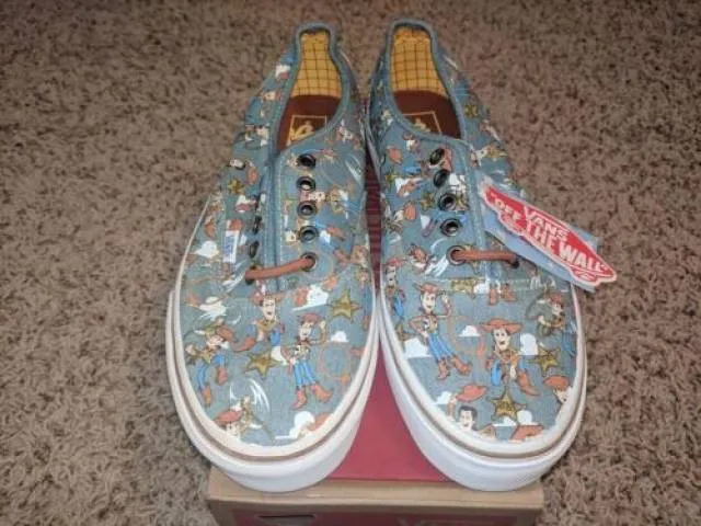 Vans x toy story authentic woody print denim pixar 4 sneakers mens new rare 9.5