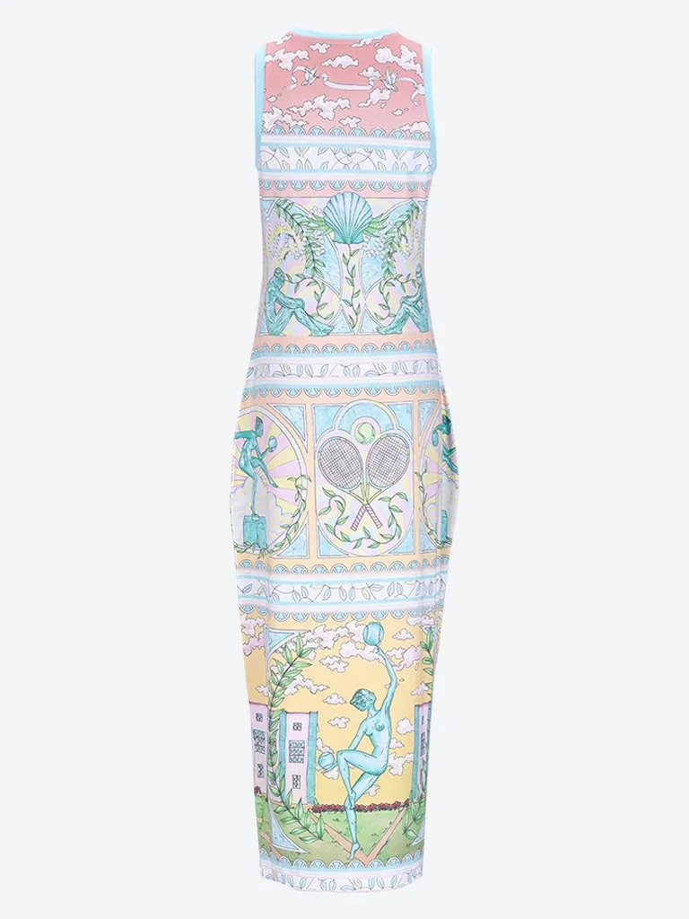 Vase printed midi tank dress