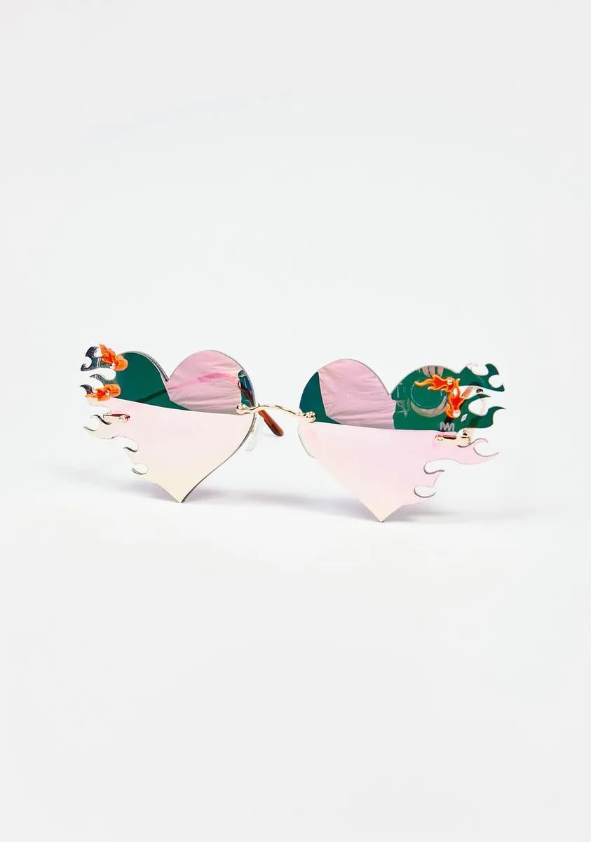 Venus Rainbow Mirrored Heart Sunglasses-