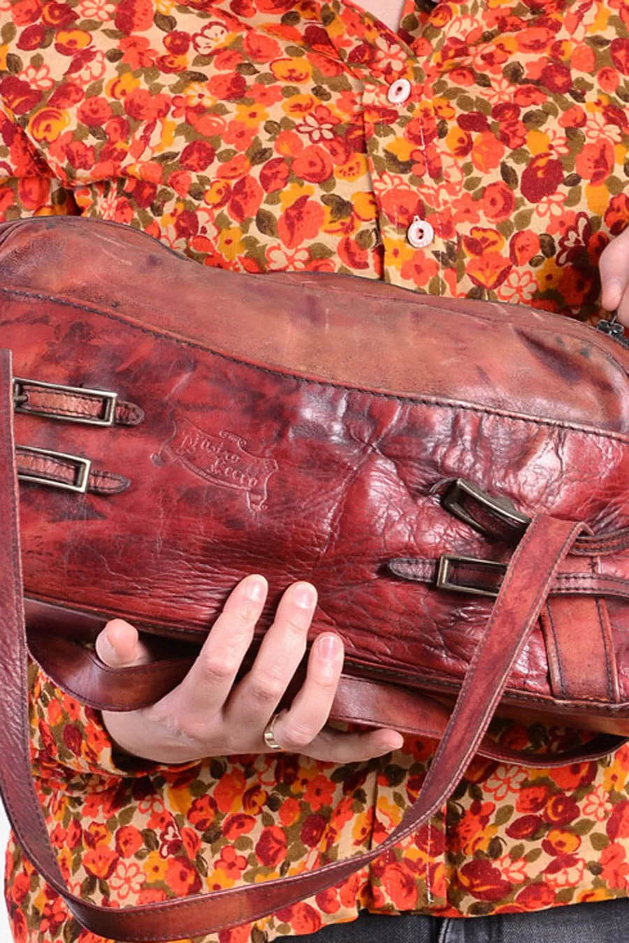 Vintage 1970's Red Leather Handbag - Brick Vintage