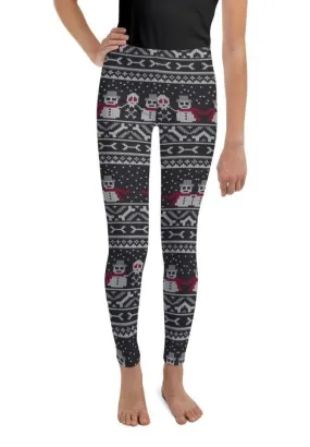 Vintage Goth Knitted Print Youth Leggings