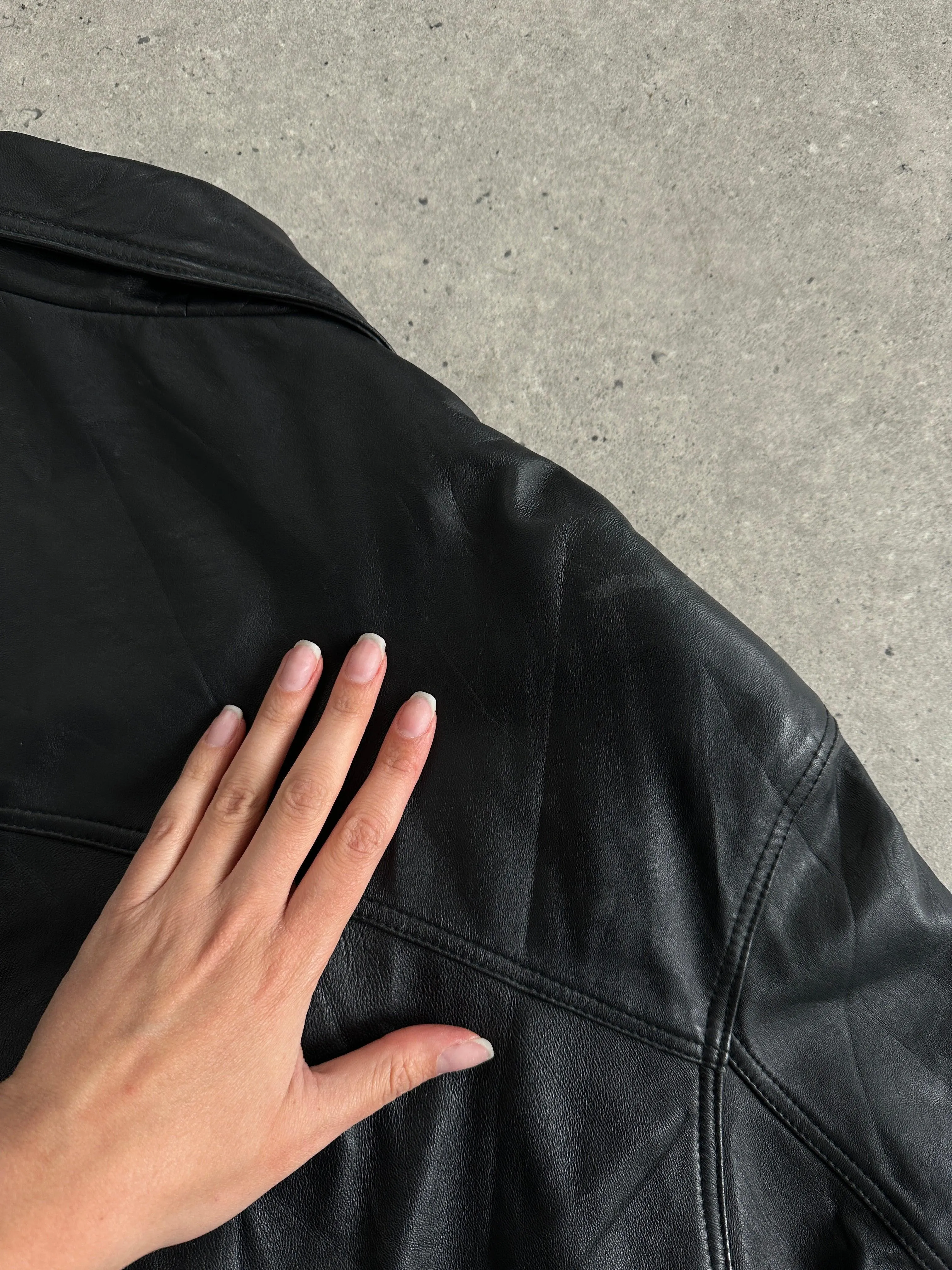 Vintage Leather Bomber Jacket - XL