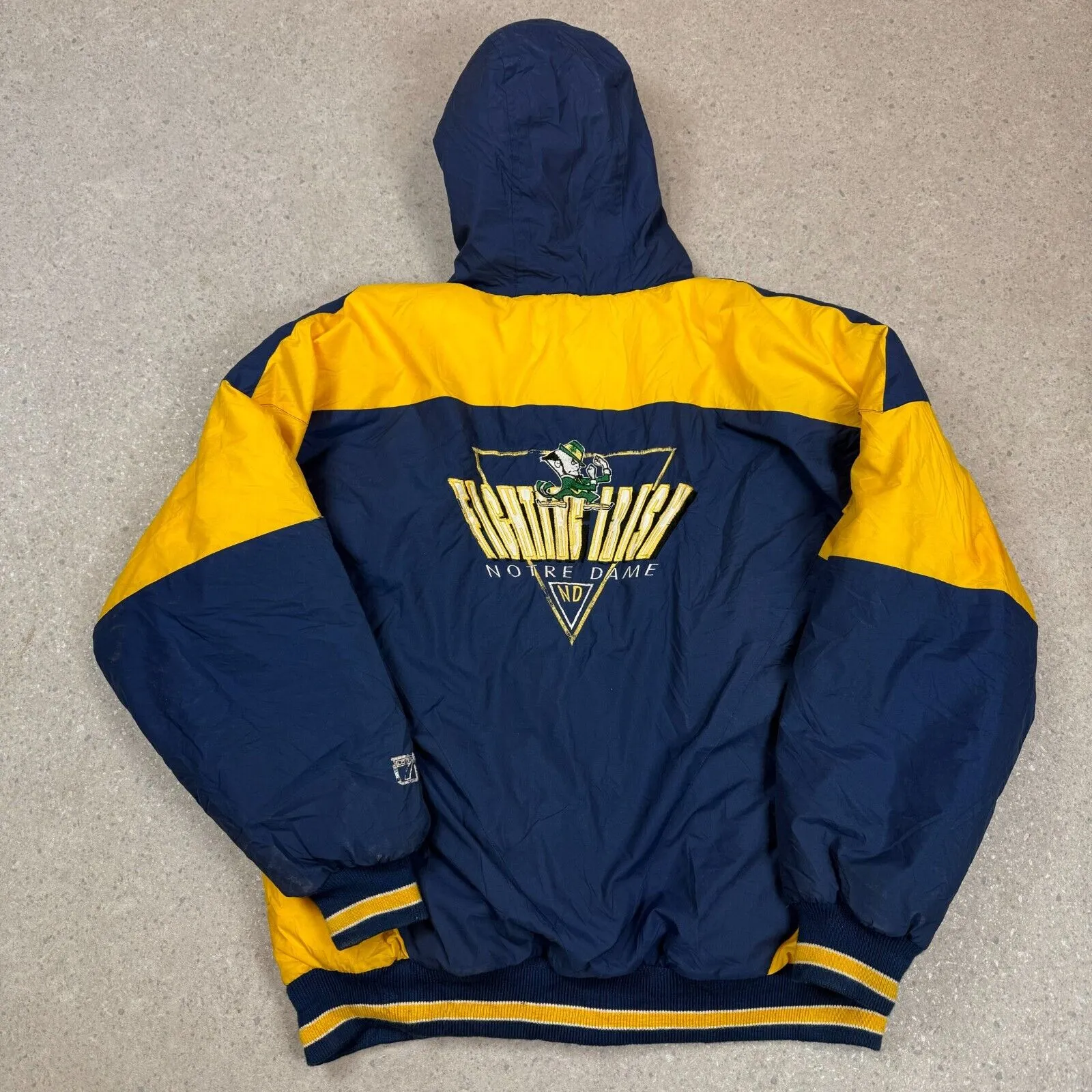 Vintage Mens Logo 7 Notre Dame Fighting Irish Full Zip Jacket XL Navy Yellow