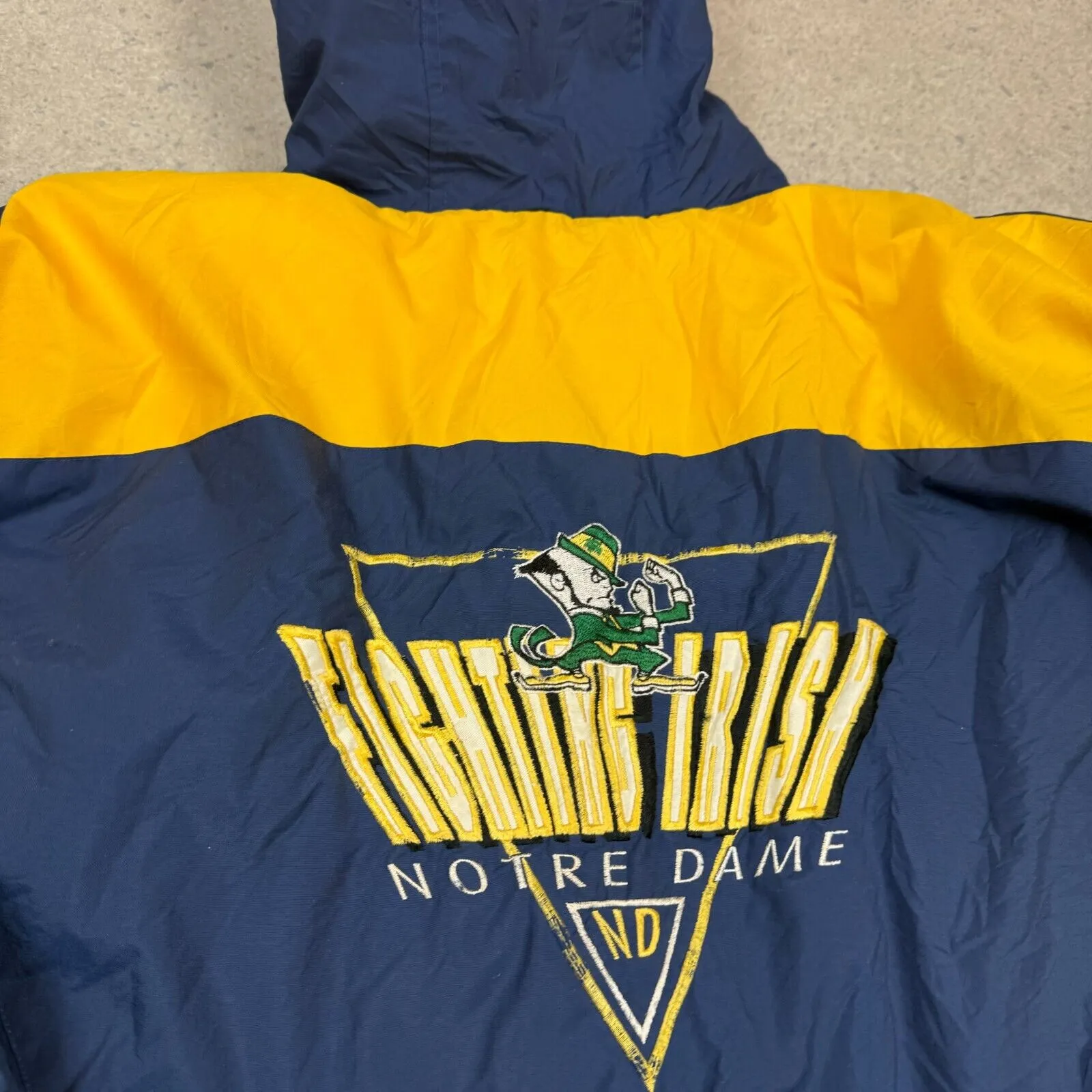 Vintage Mens Logo 7 Notre Dame Fighting Irish Full Zip Jacket XL Navy Yellow