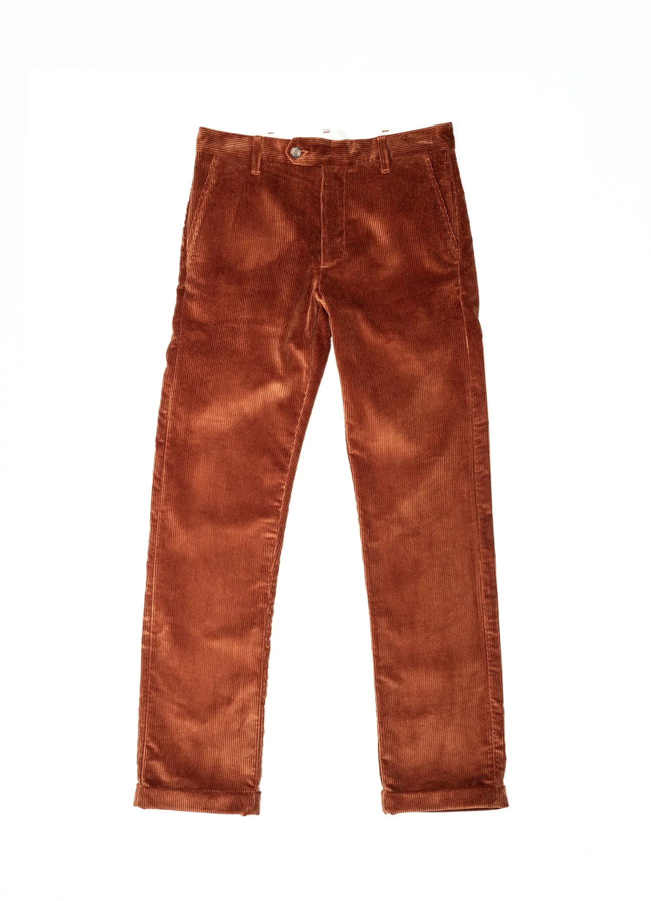 W12 Regular Straight Heavy Corduroy Mens Trousers Rust Orange