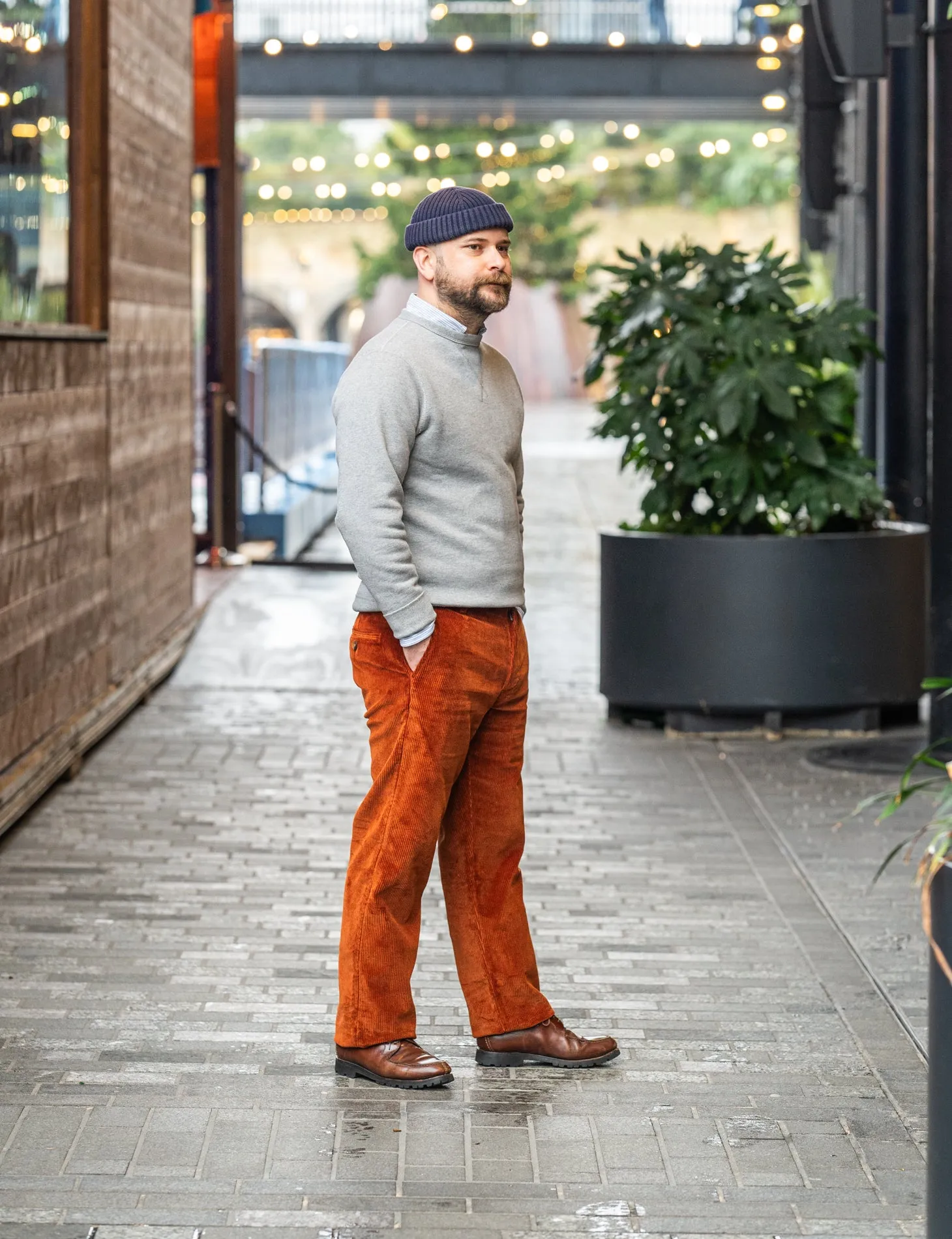 W12 Regular Straight Heavy Corduroy Mens Trousers Rust Orange