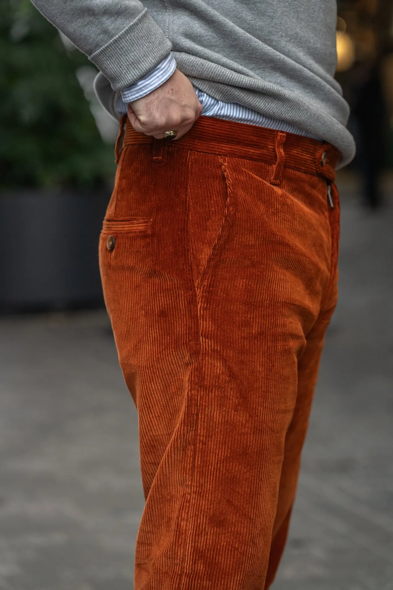 W12 Regular Straight Heavy Corduroy Mens Trousers Rust Orange