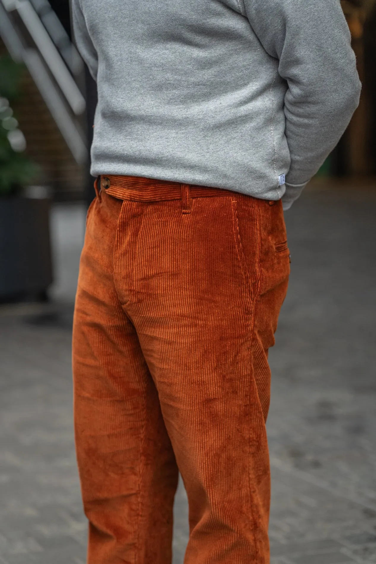 W12 Regular Straight Heavy Corduroy Mens Trousers Rust Orange