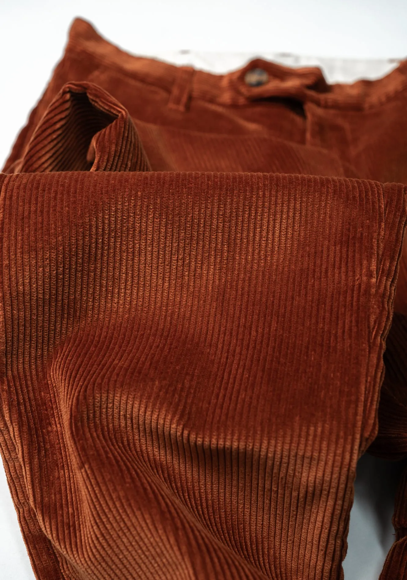 W12 Regular Straight Heavy Corduroy Mens Trousers Rust Orange