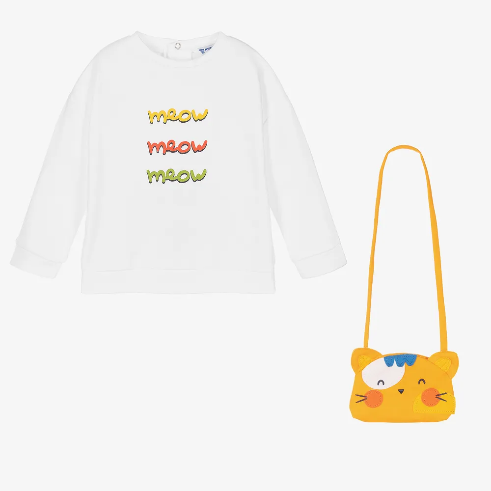 White Sweatshirt & Cat Bag