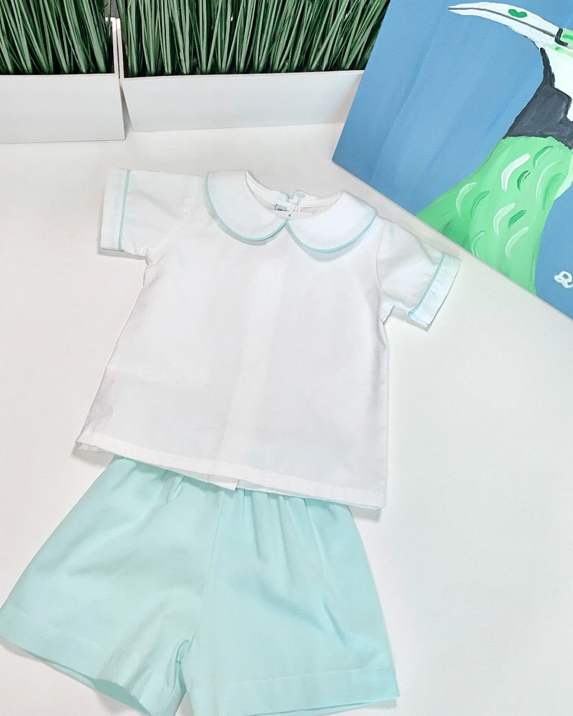 WHITE/MINT SHORT SET