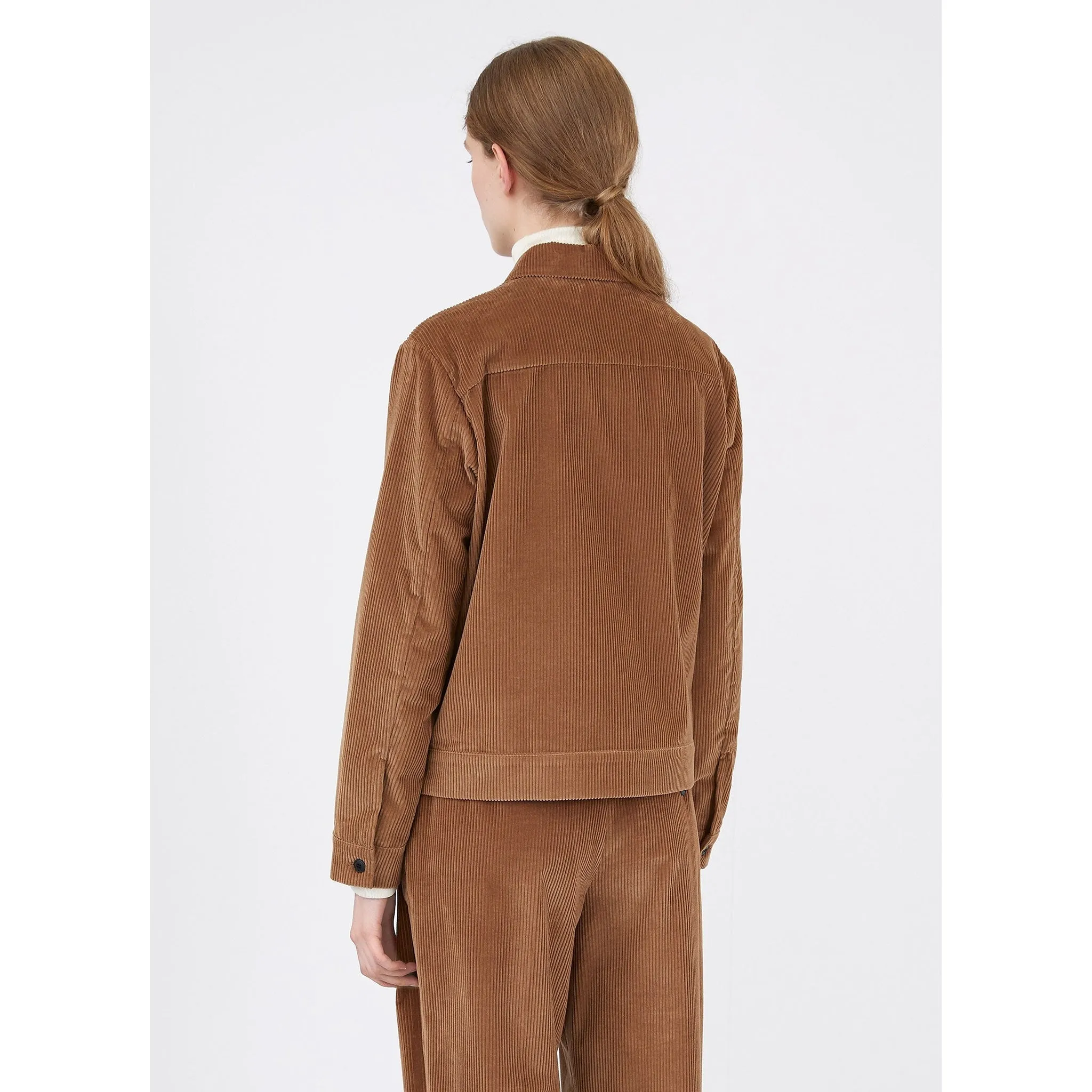 Wide Wale Corduroy Zip Jacket | Women | Dark Camel