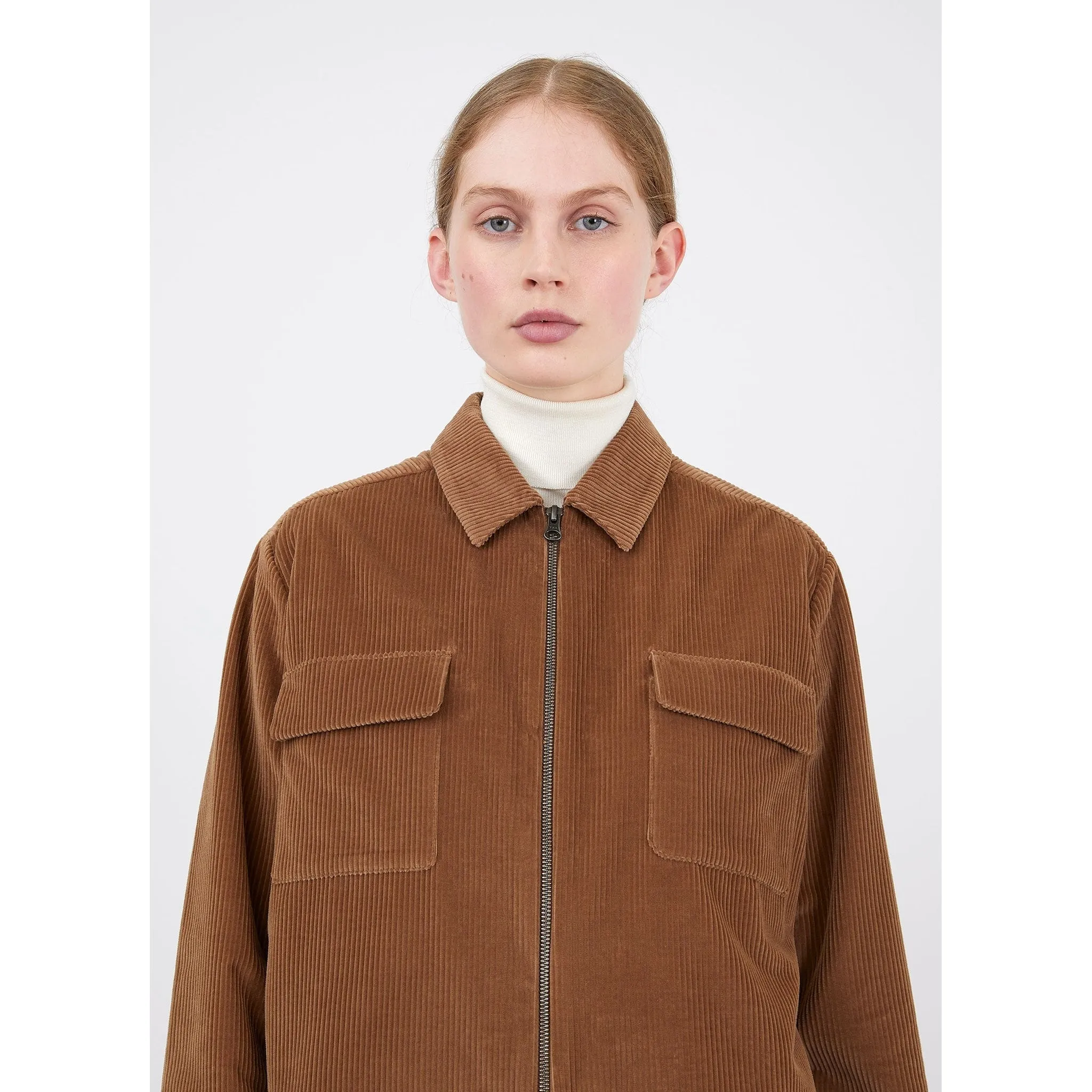 Wide Wale Corduroy Zip Jacket | Women | Dark Camel