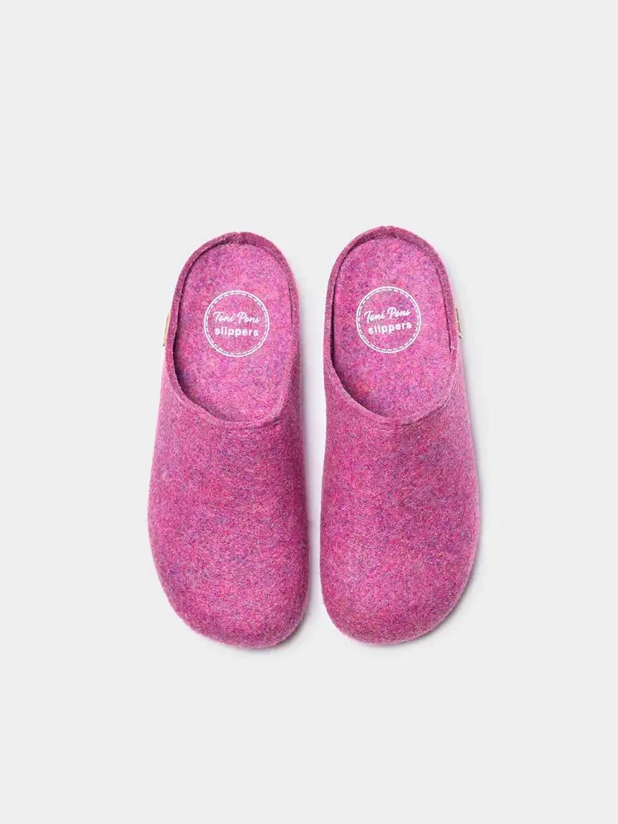 Women's clog-style slipper made from recycled felt - MONA-FR