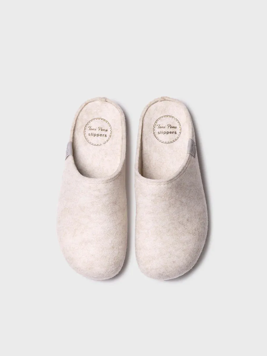 Women's clog-style slipper made from recycled felt - MONA-FR