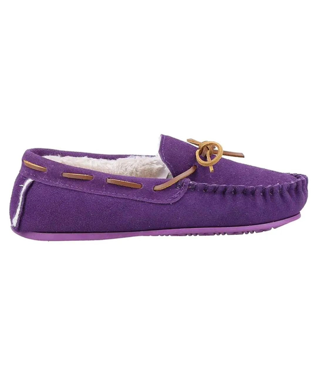 Womens/ladies allie slip on leather slipper purple Hush Puppies