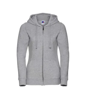 Womens/ladies authentic full zip hoodie light oxford grey Russell