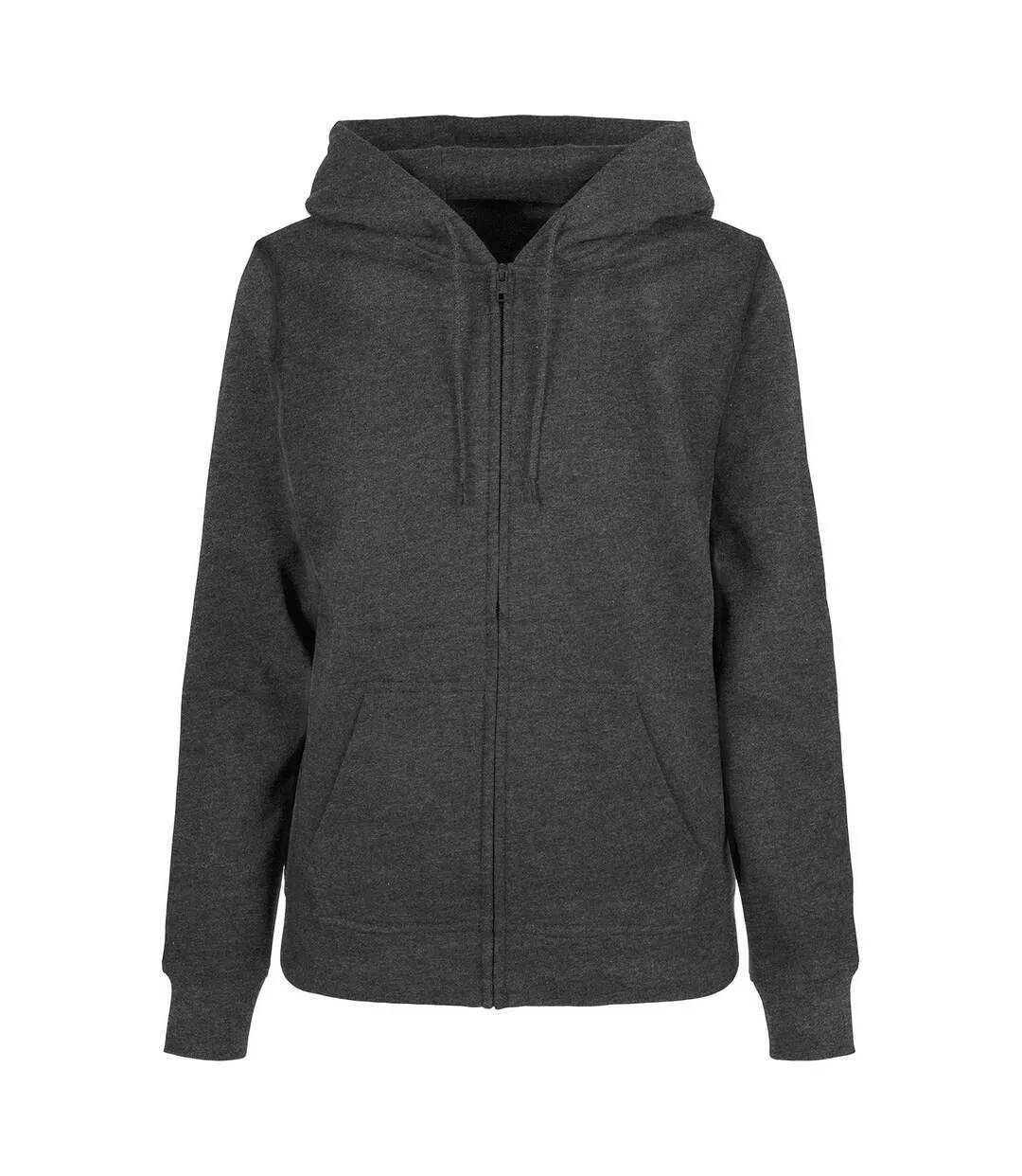 Womens/ladies basic full zip hoodie charcoal Build Your Brand