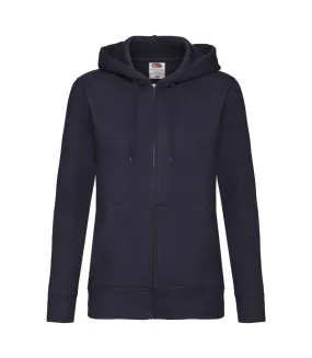 Womens/ladies lady fit full zip hoodie deep navy Fruit of the Loom