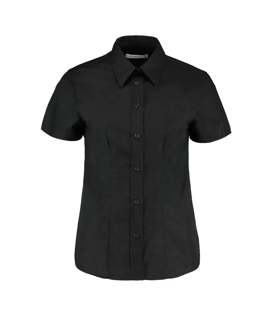 Womens/ladies short sleeve workwear oxford shirt black Kustom Kit