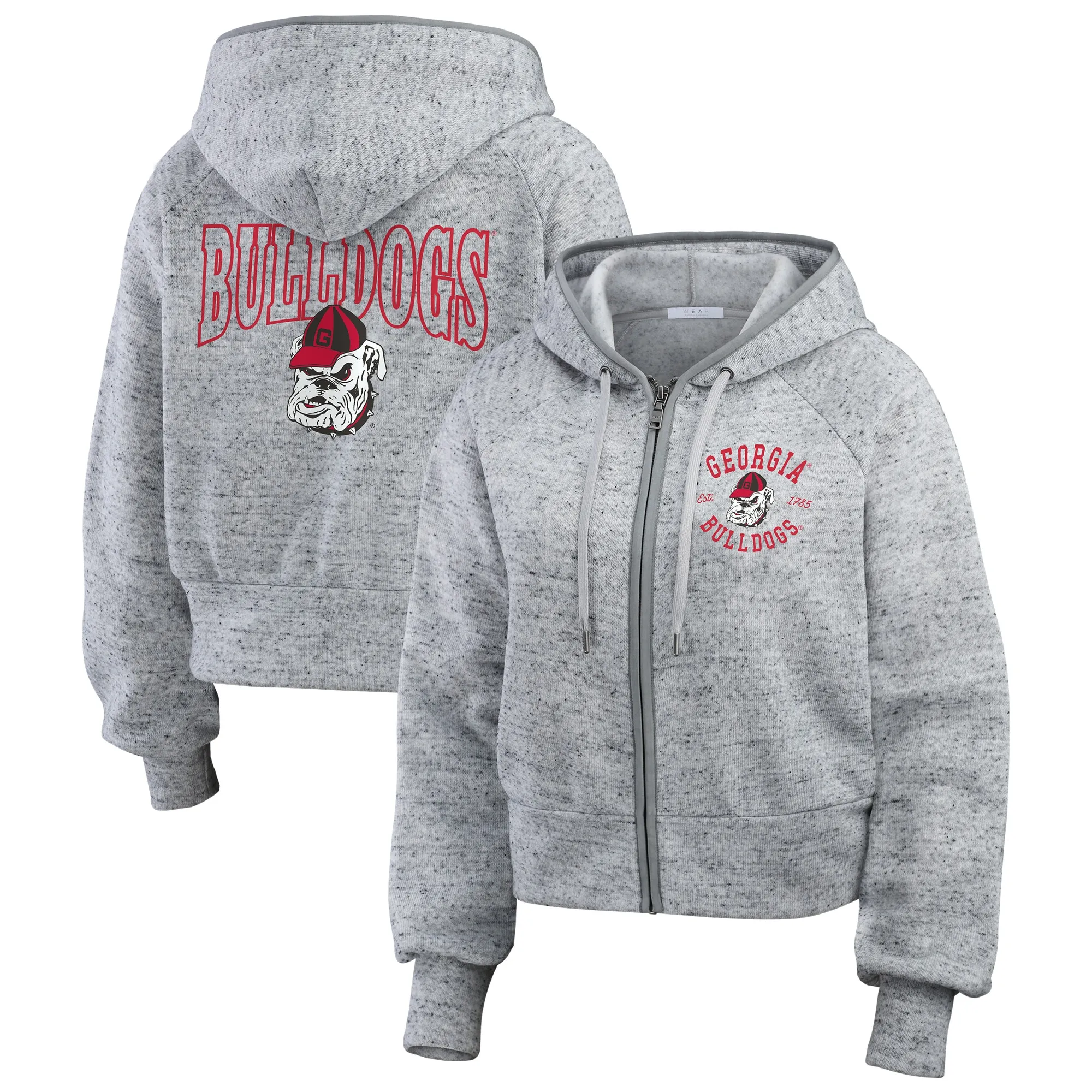 Women's WEAR by Erin Andrews Heather Gray Georgia Bulldogs Wear Speckle Double-Hit Raglan Full-Zip Hoodie