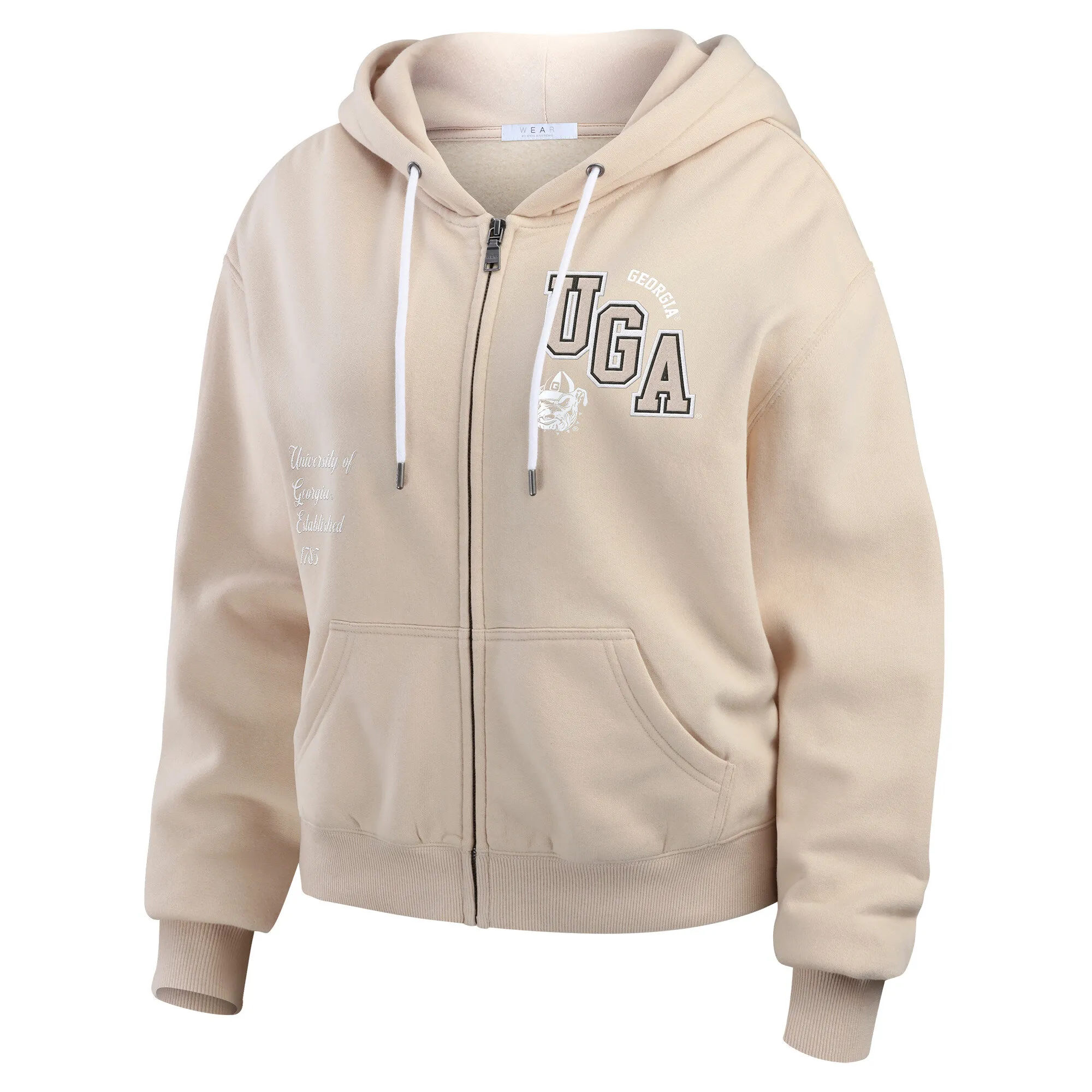 Women's WEAR by Erin Andrews Tan Georgia Bulldogs Mixed Media Tonal Full-Zip Hoodie