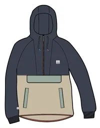 Woodland Hooded 1/2 Zip Recycled Polar Fleece - Dark Denim/Oatmeal