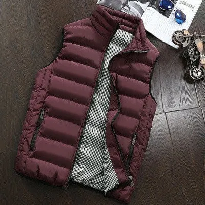 Xituodai 2022 Autumn Winter New Men Cotton Vest Jacket Solid Color Sleeveless Down Waistcoat Jacket  Male Casual Vest Coat Plus 