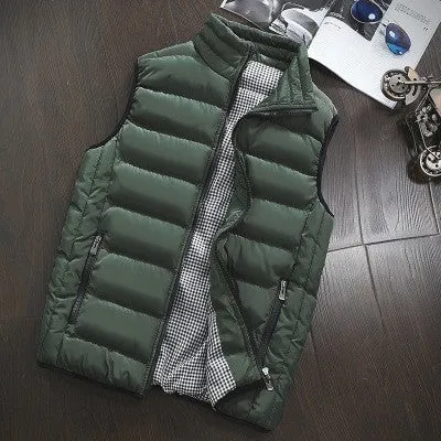 Xituodai 2022 Autumn Winter New Men Cotton Vest Jacket Solid Color Sleeveless Down Waistcoat Jacket  Male Casual Vest Coat Plus 