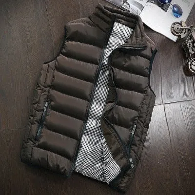 Xituodai 2022 Autumn Winter New Men Cotton Vest Jacket Solid Color Sleeveless Down Waistcoat Jacket  Male Casual Vest Coat Plus 