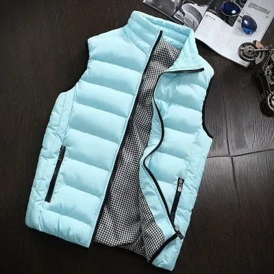 Xituodai 2022 Autumn Winter New Men Cotton Vest Jacket Solid Color Sleeveless Down Waistcoat Jacket  Male Casual Vest Coat Plus 