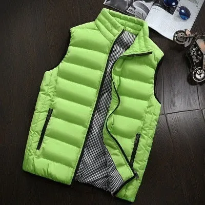 Xituodai 2022 Autumn Winter New Men Cotton Vest Jacket Solid Color Sleeveless Down Waistcoat Jacket  Male Casual Vest Coat Plus 