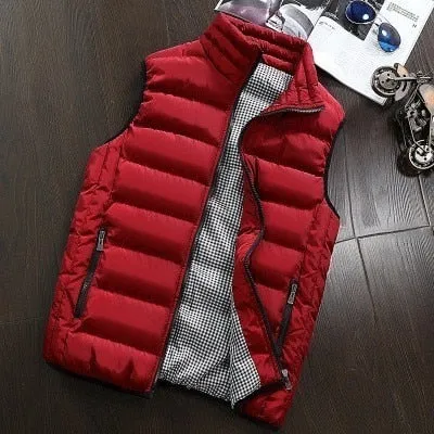 Xituodai 2022 Autumn Winter New Men Cotton Vest Jacket Solid Color Sleeveless Down Waistcoat Jacket  Male Casual Vest Coat Plus 