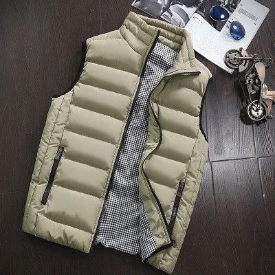 Xituodai 2022 Autumn Winter New Men Cotton Vest Jacket Solid Color Sleeveless Down Waistcoat Jacket  Male Casual Vest Coat Plus 