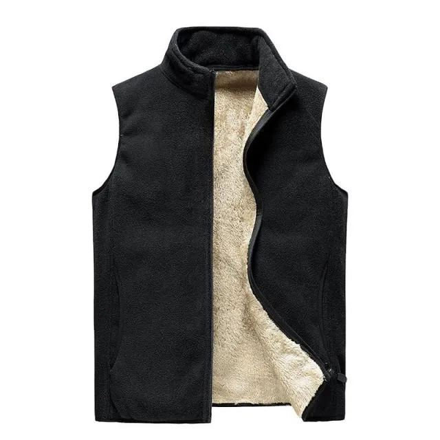 Xituodai Men' Sleeveless Vest Jackets Winter Fashion vest Male Cotton-Padded Fleece Vests Coats Men Warm Black Waistcoats Clothi