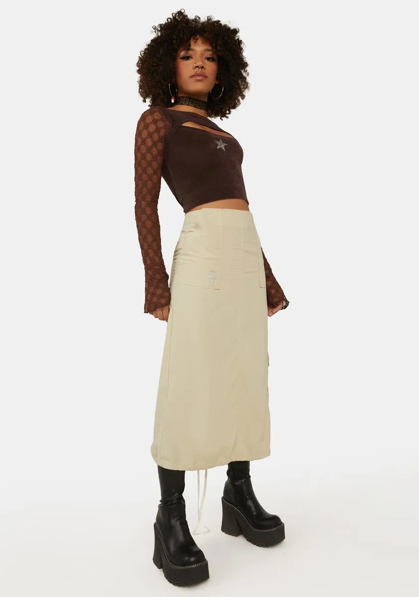 Y2k Long Cargo Skirt-